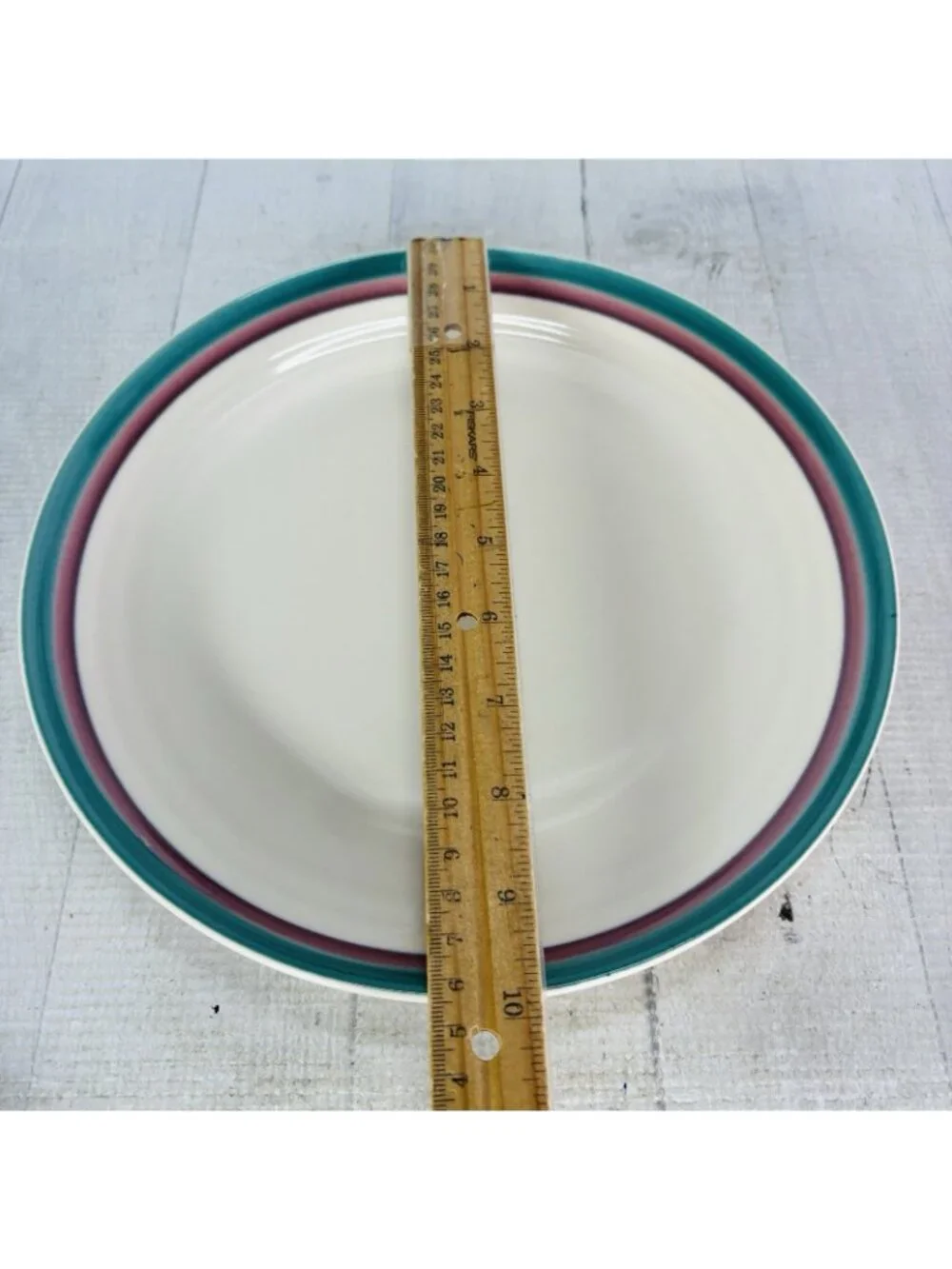 Pfaltzgraff JUNIPER Green Mauve Bands Stoneware 10
